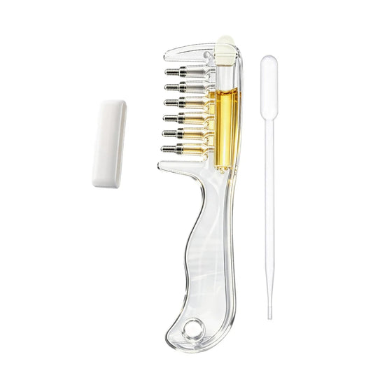 CALIYI Essential Oil Applicator Massage Comb with Built-In Liquid Reservoir Rolling Metal Teeth Suitable for Scalp Hair Growth
